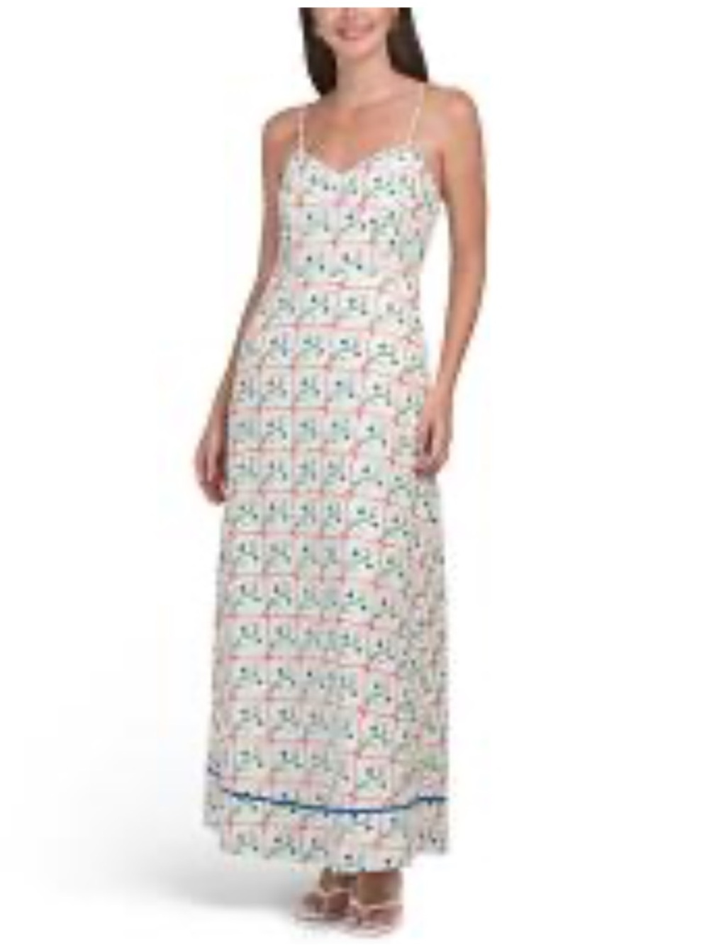 Joie sleevless Floral linen blend midi Dress Blue floral/green/red 8 NWOT